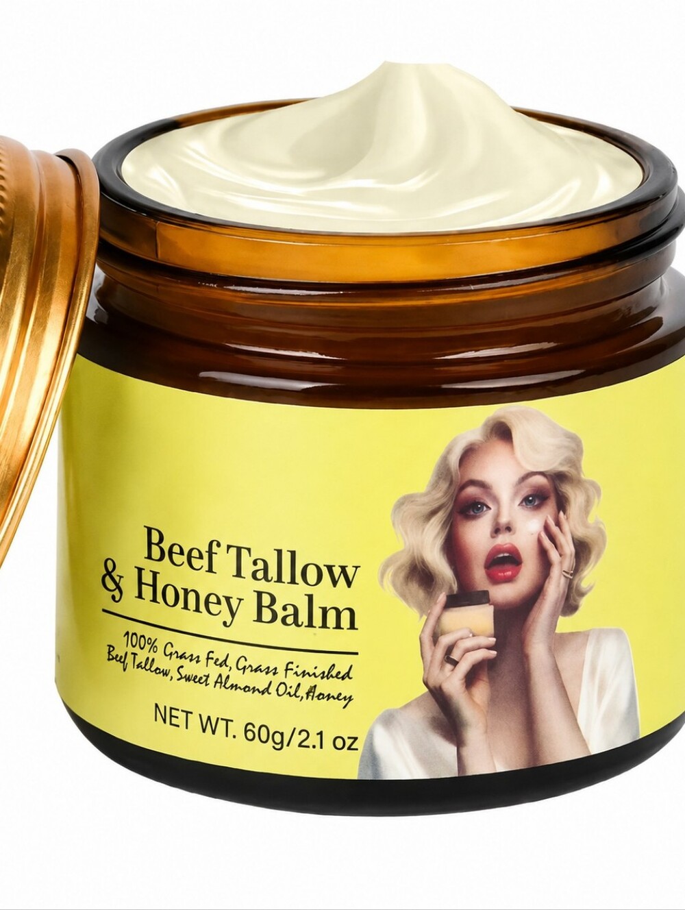 Beef Tallow and Honey Balm 60g Grass Fed Grass Finished Moisturizer Cream‎